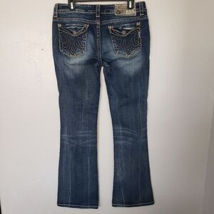 Mek Denim Women's 30x34 Krakow Boot Cut Dark Wash Jeans Flap Button Pockets